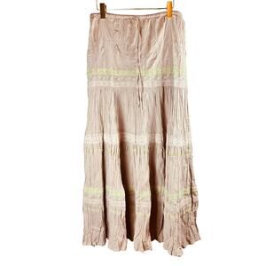 Capricorn Vintage Boho Tiered Cotton Maxi Skirt Size M Cottagecore Festival